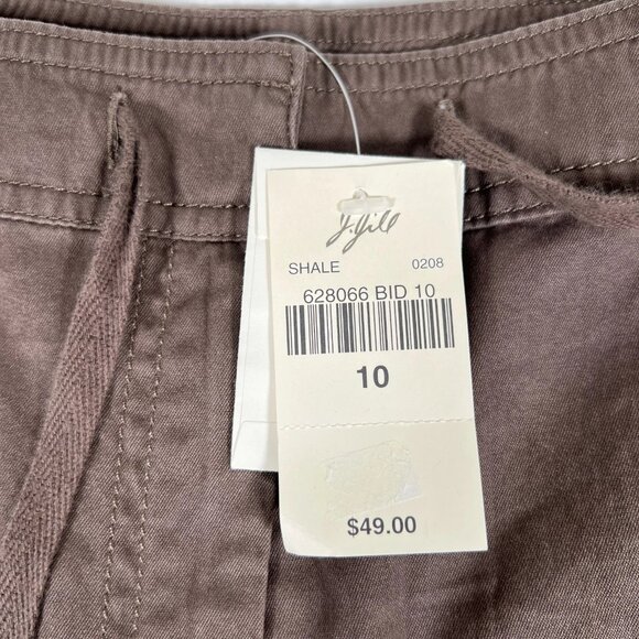 NEW J.Jill Womens Brown Drawstring Waist Wide Leg Cropped Utility Pants Size 10 - Picture 10 of 12